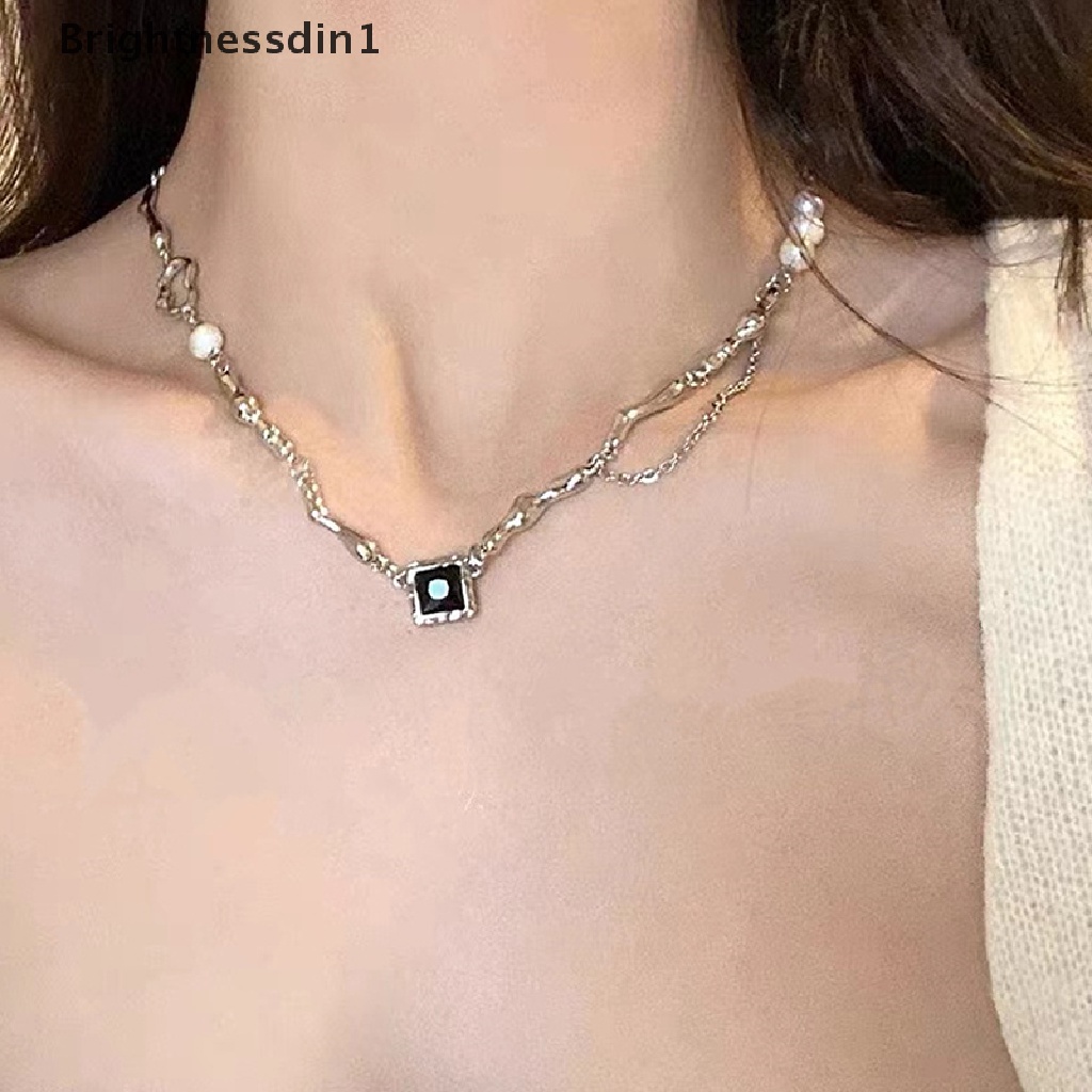 [Brightnessdin1] Kalung Hip-hop Di Leher Rantai Titanium Steel Perhiasan Wanita Jahitan Aksesoris Untuk Hadiah Perempuan Liontin Fashion2022 Butik