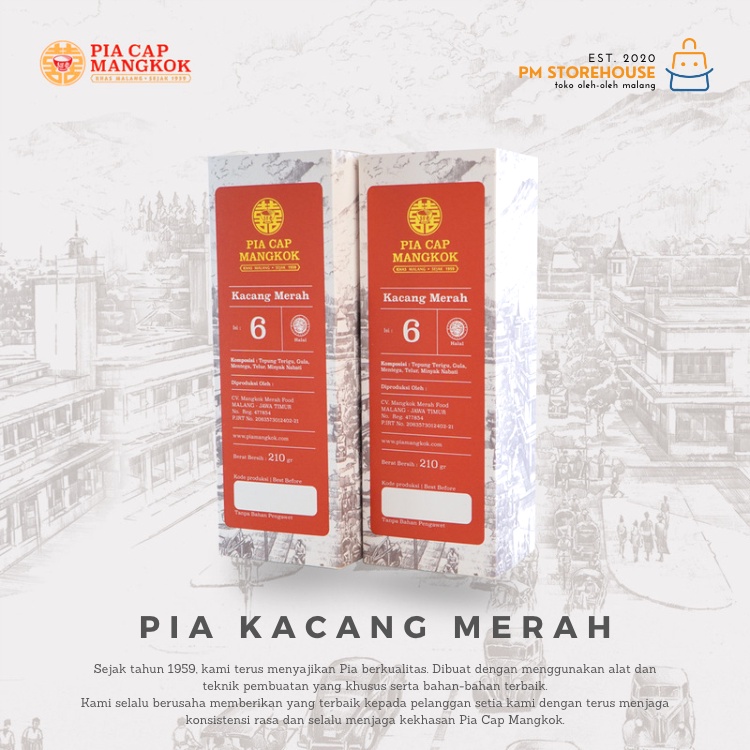 Pia Cap Mangkok Rasa Kacang Merah - Kemasan Isi 6