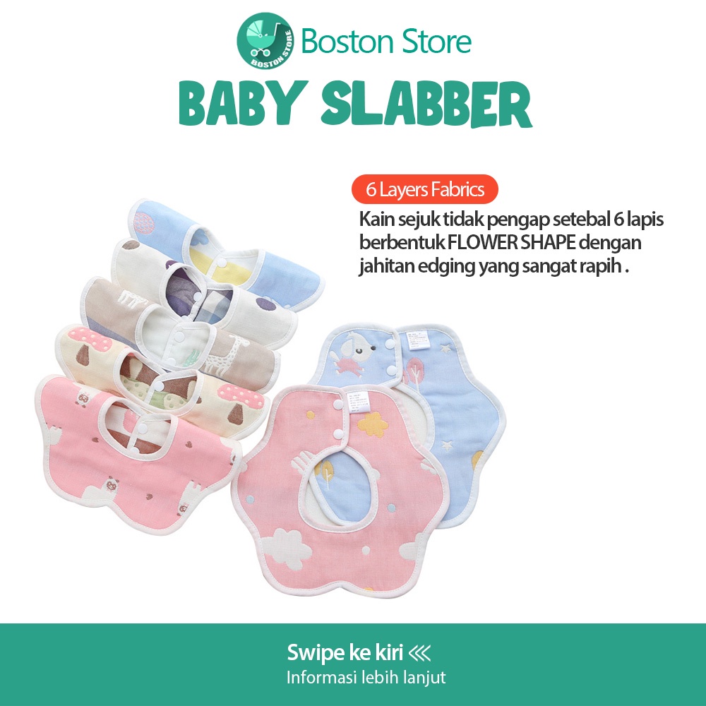 Bostonstore Celemek Makan Bayi / Slabber Silikon Bulat bahan katun alat makan newborn / Handuk Keringat Bayi &amp; Kids bahan katun Handuk Washlap Bayi / Celemek Bayi / Celemek Bayi waterproof / Celemek Bayi Air Liur / Celemek Bayi Silikon