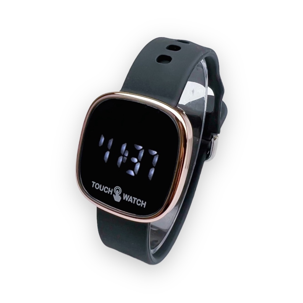 COD✅ Jam Tangan Digital Wanita Pria Watch LED Rubber Elektronik Touch Screen Harga Murah    S1201-S1269-Case Rosegold