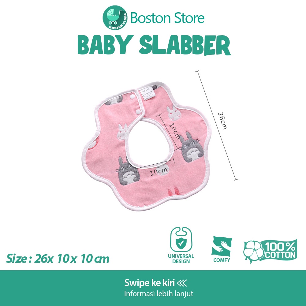 Bostonstore Celemek Makan Bayi / Slabber Silikon Bulat bahan katun alat makan newborn / Handuk Keringat Bayi &amp; Kids bahan katun Handuk Washlap Bayi / Celemek Bayi / Celemek Bayi waterproof / Celemek Bayi Air Liur / Celemek Bayi Silikon