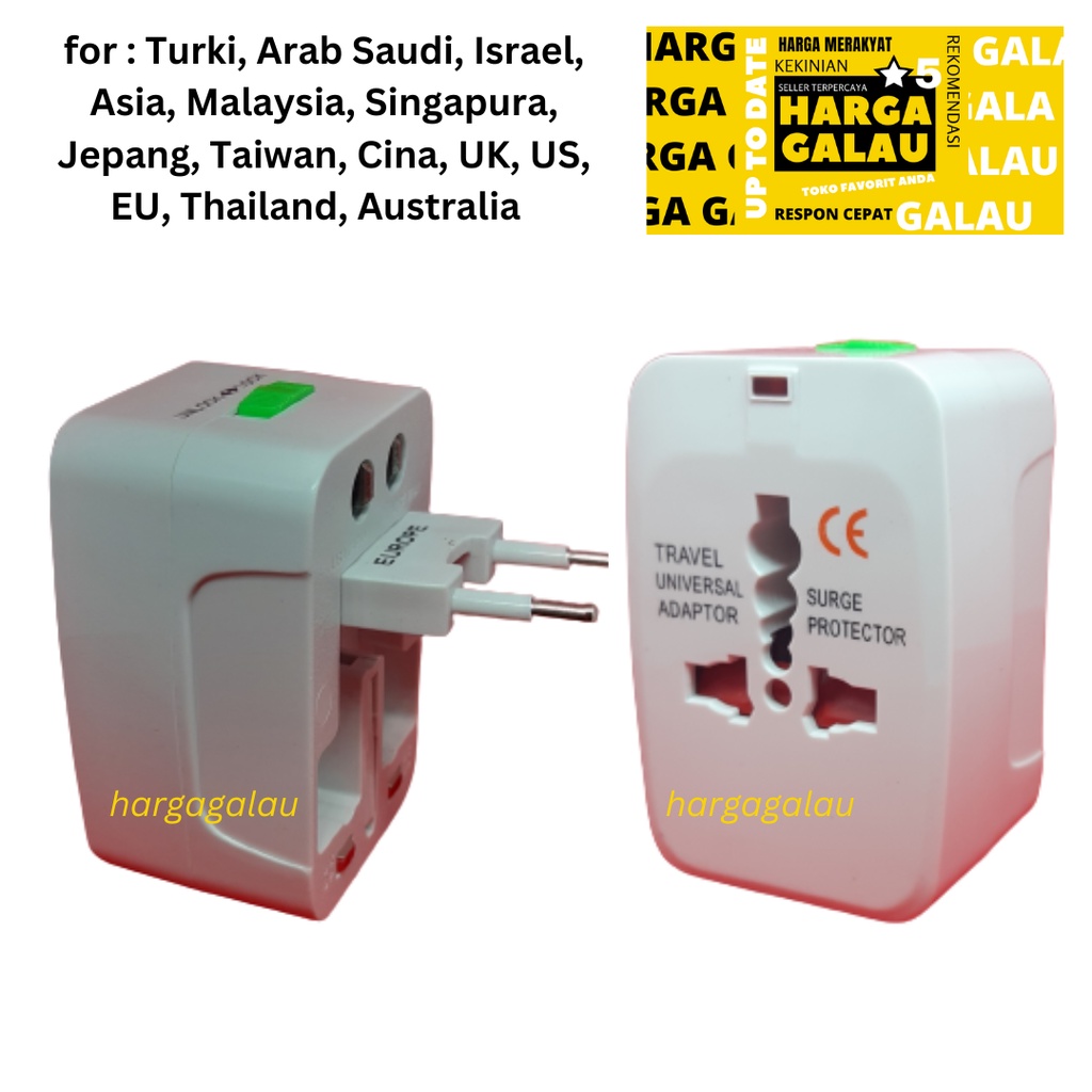 Sambungan Listrik Jepang Australia New Zealand Argentina Myanmar China Turki Arab Saudi Malaysia Thailand Vietnam Singapura Hongkong EU Japan Asia Indonesia Colokan 3 Pin Travel Adaptor UK Over Steker Original