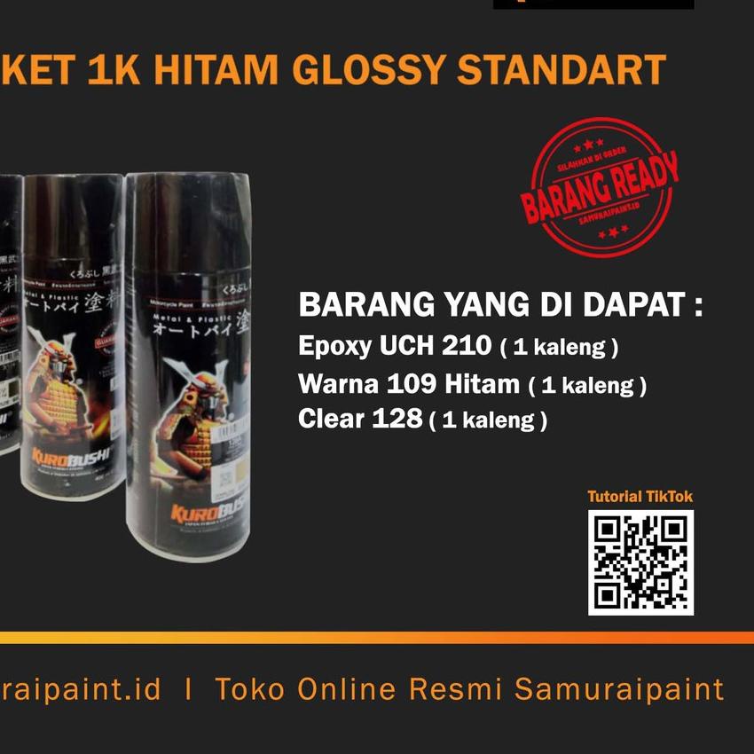 ❃ Paket 1K Hitam Glossy Standart, Samuraipaint, Cat Semprot ♀