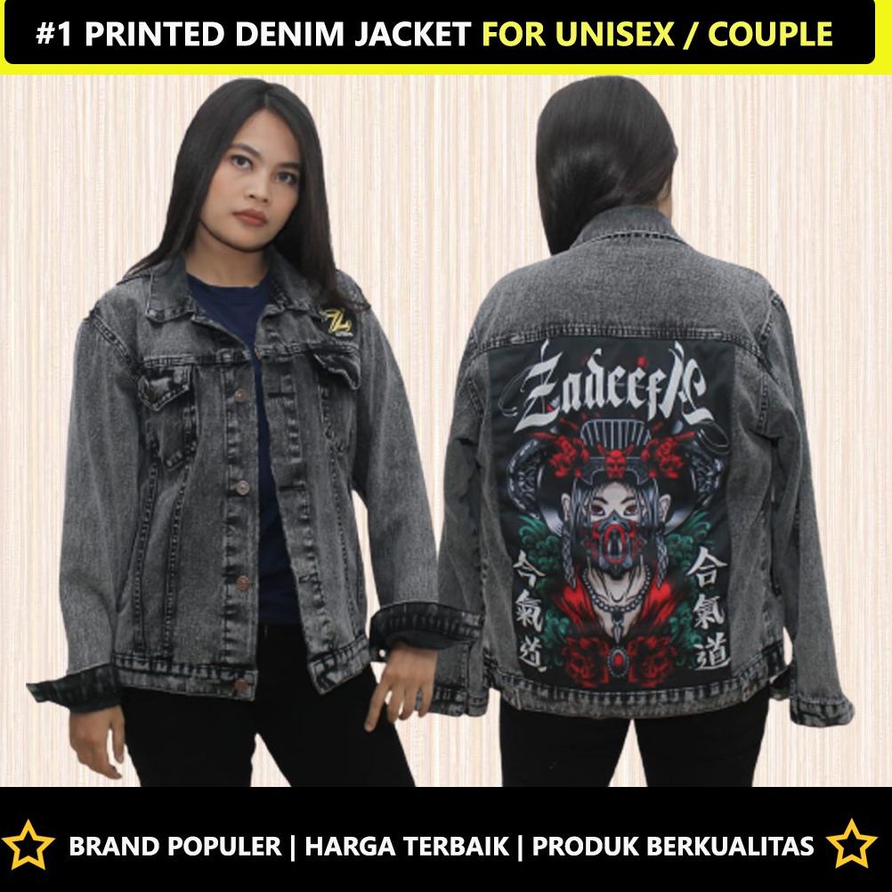 [ART. 603014] Zadeefa jaketJeans Denim Pria Wanita Motip Printing Bordir Logo Terbaru Original SANDW