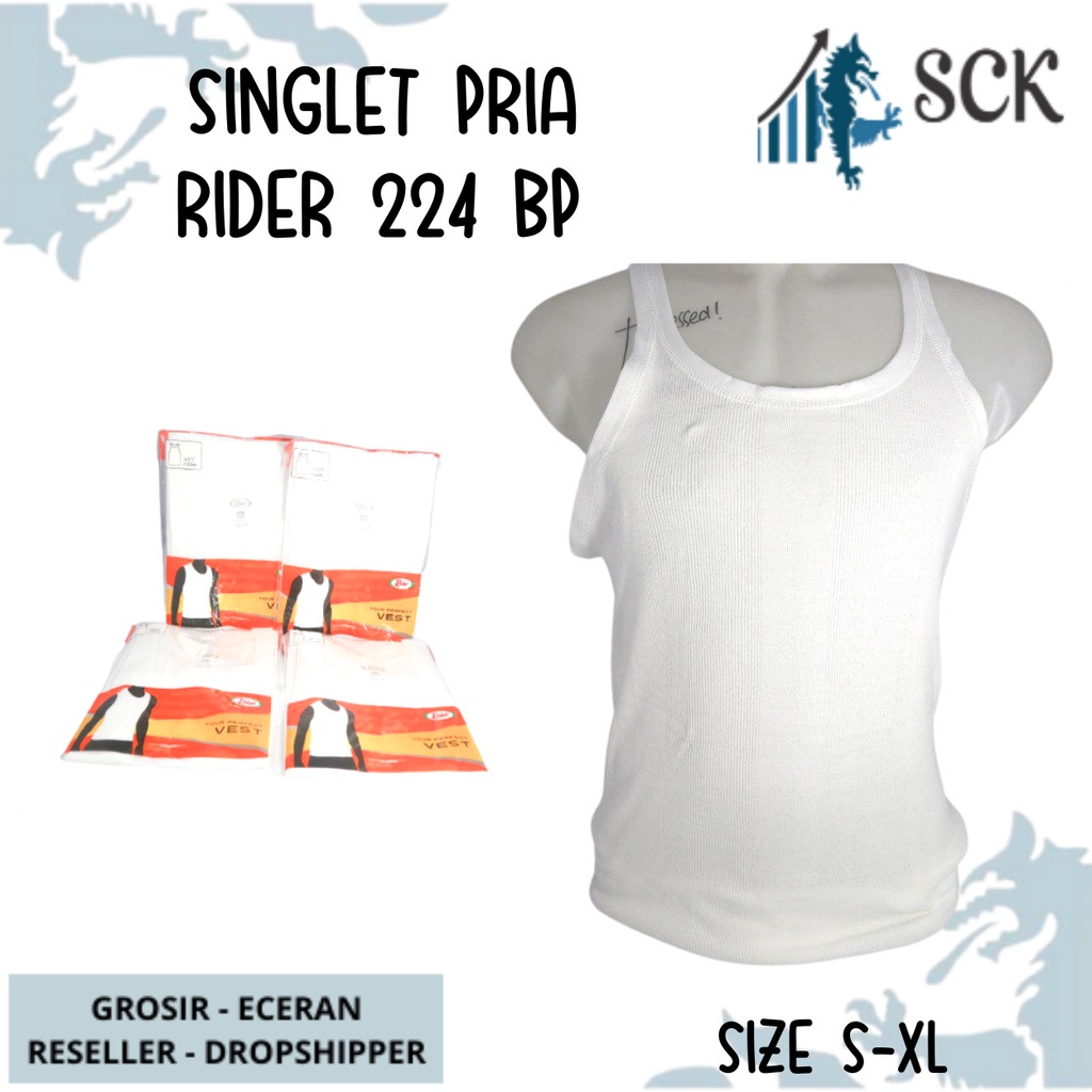 Kaos Dalam Pria RIDER 224 Polos PUTIH Krah V / Oblong  T-Shirt Lifestyle R224 BP / Pakaian Dalam Cowok - sckmenwear GROSIR