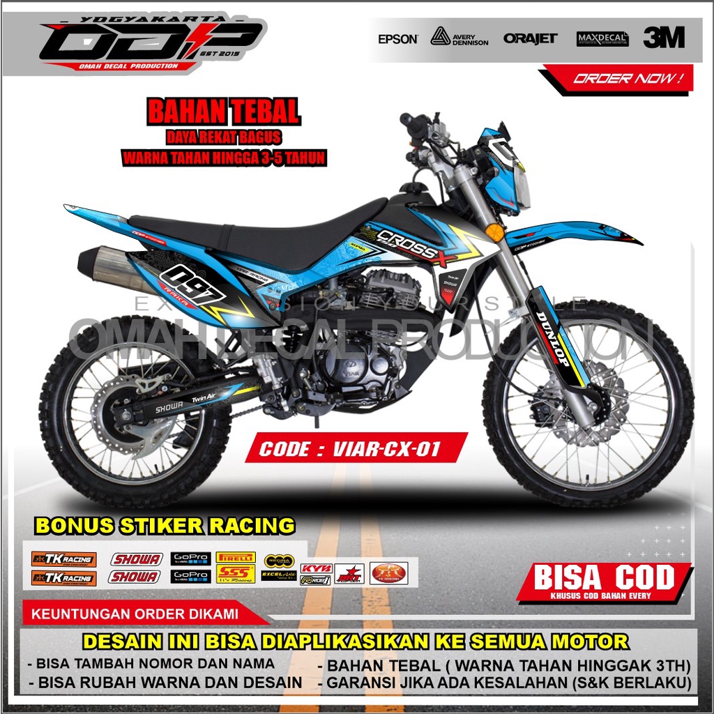 DECAL VIAR CROSS X 150 / 250 FULL BODY AKSESORIS VARIASI STICKER MOTOR DEKAL MOTIF KEREN SUPERMOTO S