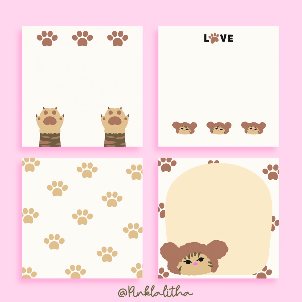 

Pinklalitha 48 Lembar Kertas Memopad Kucing Cute Lucu