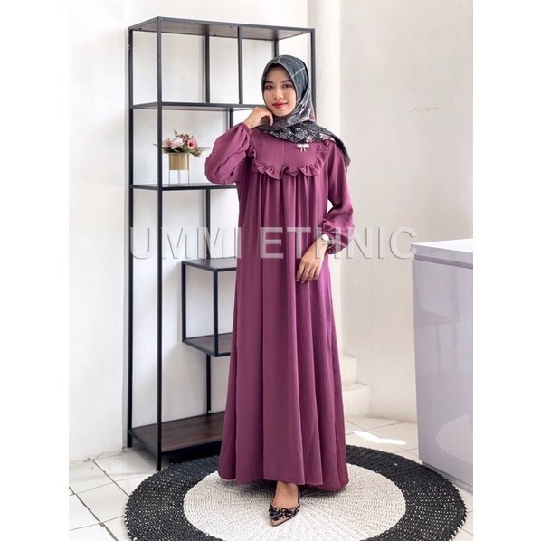 HB23 - ISHA MAXI - Gamis Polos - Dress Wanita Murah - Gamis kekinian