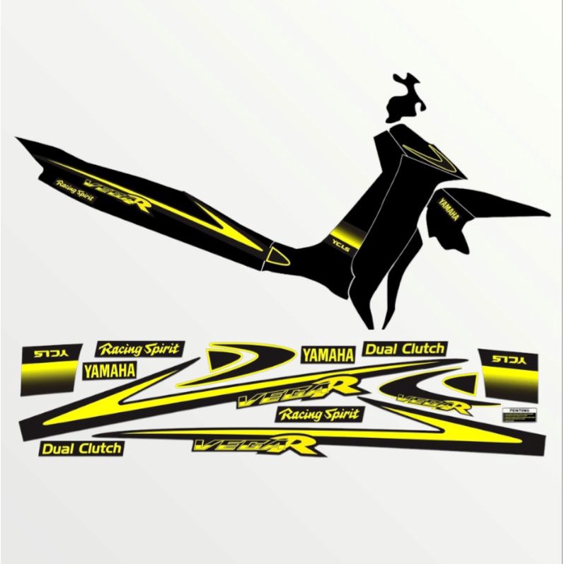 Striping sticker vega r VEGA R lama variasi ss two SS TWO malaysia hitam kuning print cutting