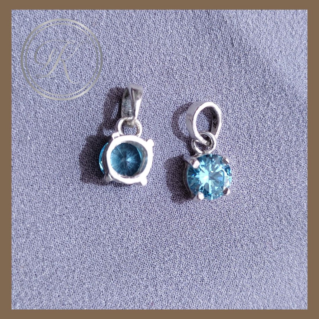 LIONTIN PERAK 925 SIMPEL BATU BIRU MUDA HANDMADE ASLI JOGJA