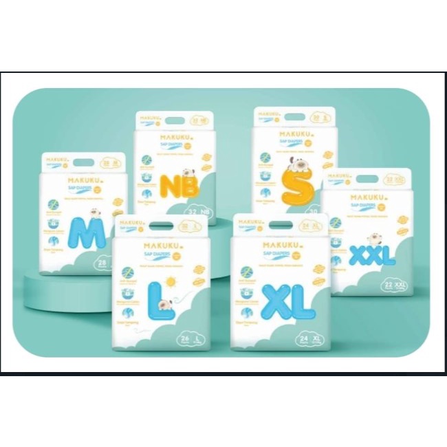 MAKUKU SAP Diapers Comfort Fit / Popok bayi Tipis SAP anti gumpal cepat kering sekali pakai tipe celana- ALL SIZE READY STOCK!!!