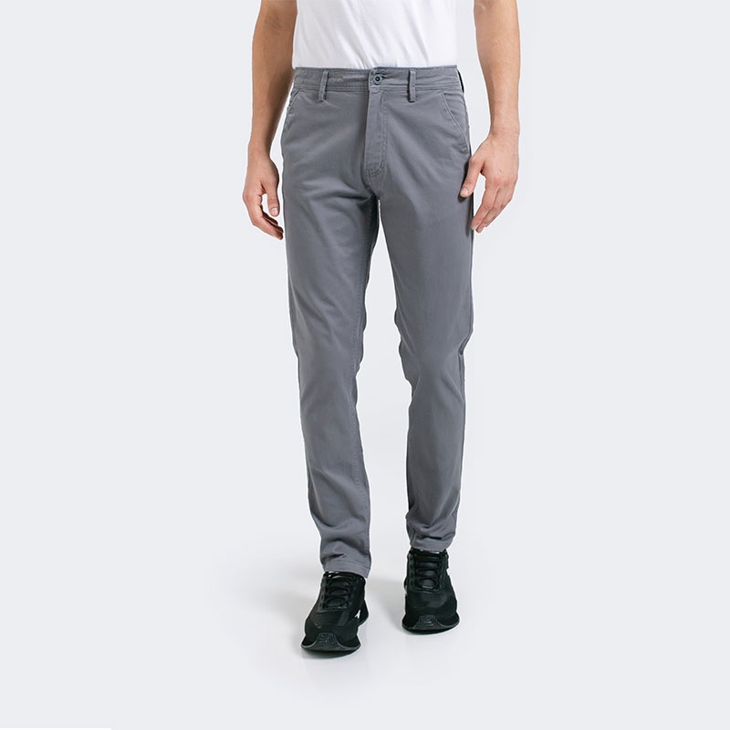 3Second Original Celana Chino Slim Fit Panjang Cotton Katun Long Pants Stretch Pria Abu Light Grey 0