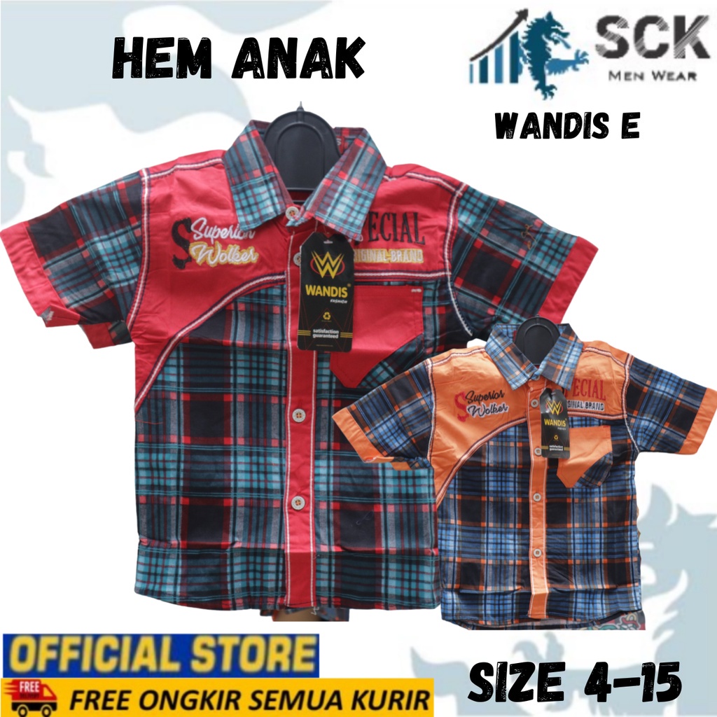 Kemeja Anak Wandis Motif E Corak Lengan Pendek Usia 2-10Th (13-15)