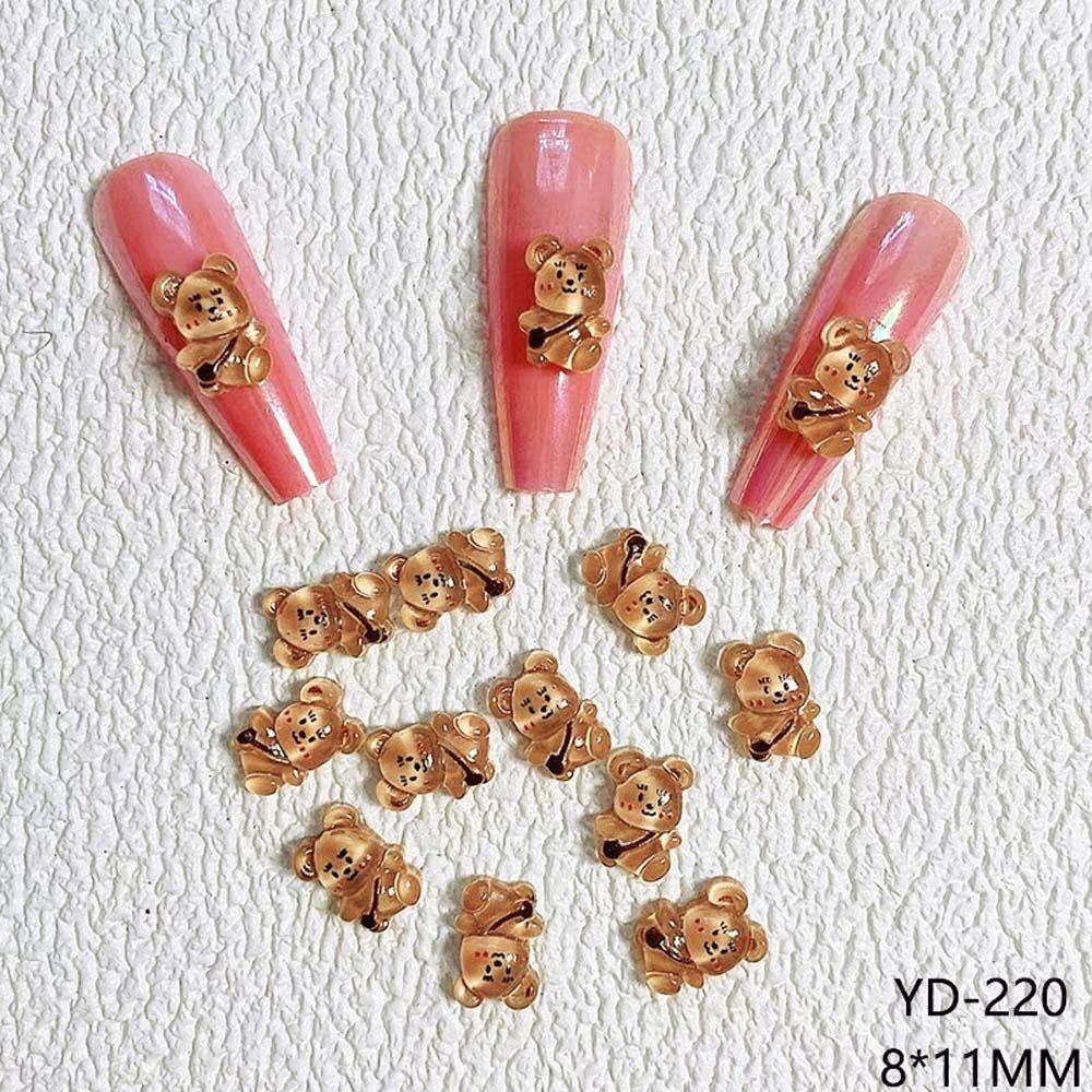 [Elegan] Kartun Hiasan Kuku Resin Anjing Kelinci Mickey Hewan Hiasan Kuku Perhiasan Kuku