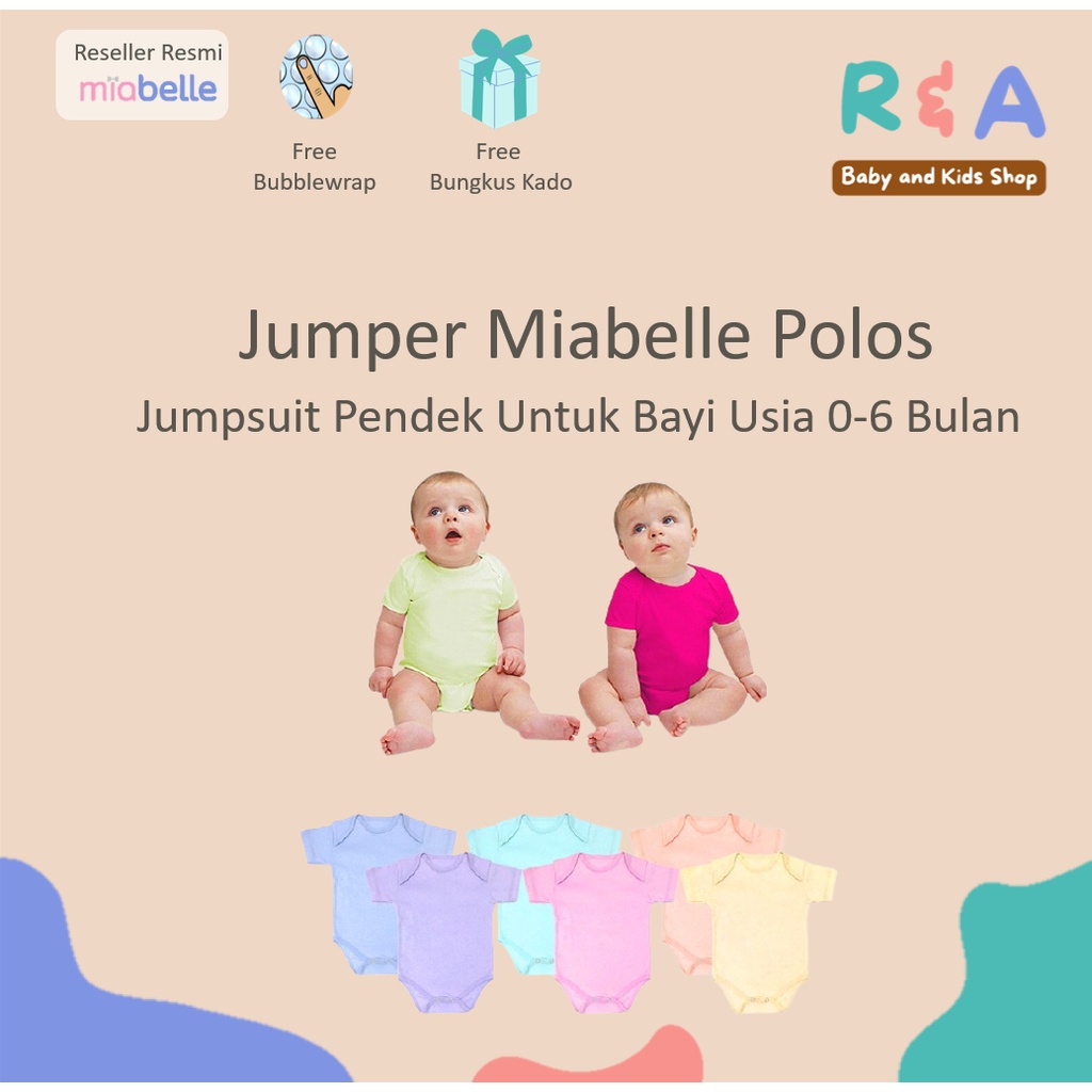 Baju Jumper Polos Miabelle Jumpsuit Bodysuit Jamper Pendek Segitiga Baju Kodok Bayi Baby Boy Laki La