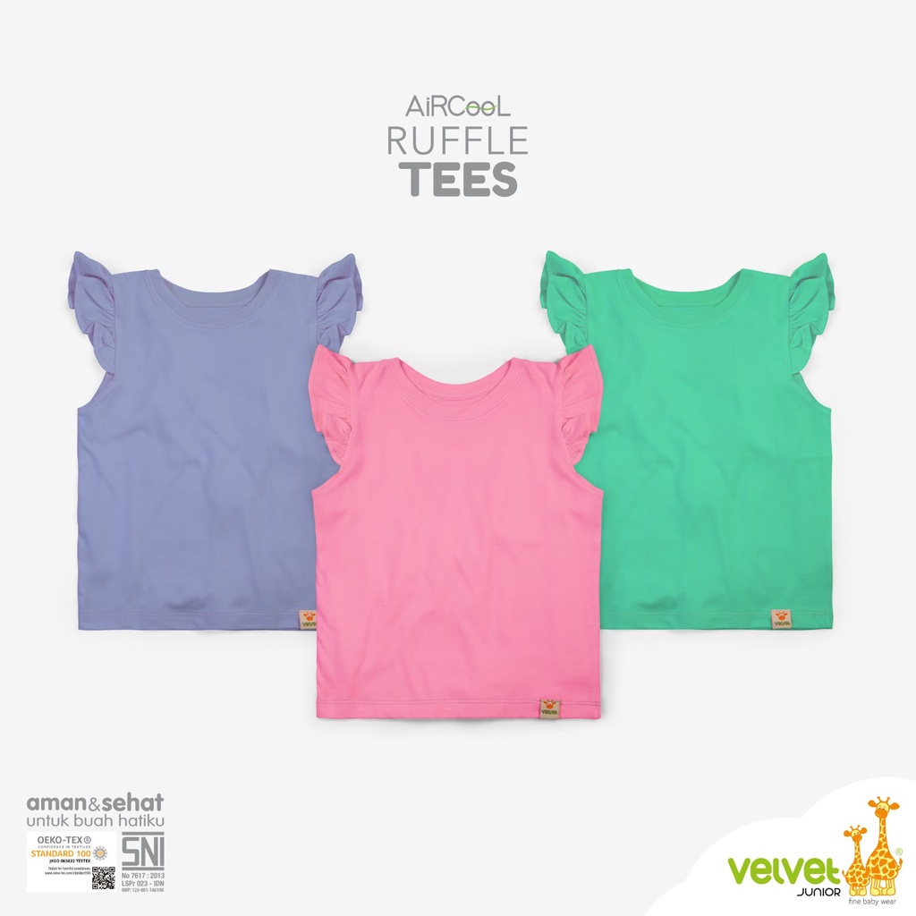 Velvet Junior Kaos Anak Laki-Laki Sleeveless Pocket Tees / Kaos Anak Perempuan - Ruffle Tees Kaos Atasan Anak