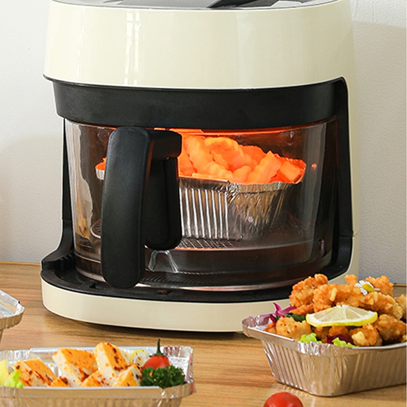 10pcs Square Air Fryer Liner Kotak Tidak Lengket Aluminium Foil Tin Paper Tray Tahan Panas Greaseproof Memanggang Pan BBQ Baking Aksesoris Memasak