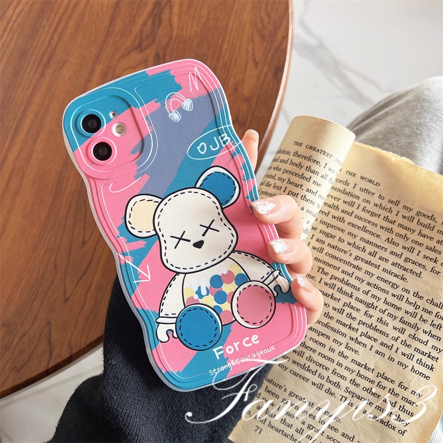 Compatible For iPhone 14 13 12 11 Pro Max X XR Xs Max 8 7 6 6s Plus SE 2020 Kompatibel Untuk Indah Berwarna Beruang Gelombang Bingkai Ponsel Case TPU Lembut Cover Pelindung