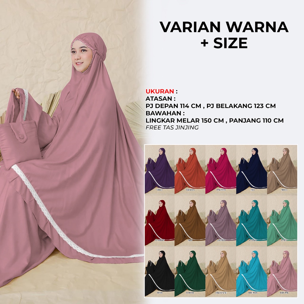 Mukena Renda Jumbo Bali Premium ZMT06 Renda Mukenah Travel Bahan Rayon Premium zmt06 Banyak Variasi Warna - by cs1