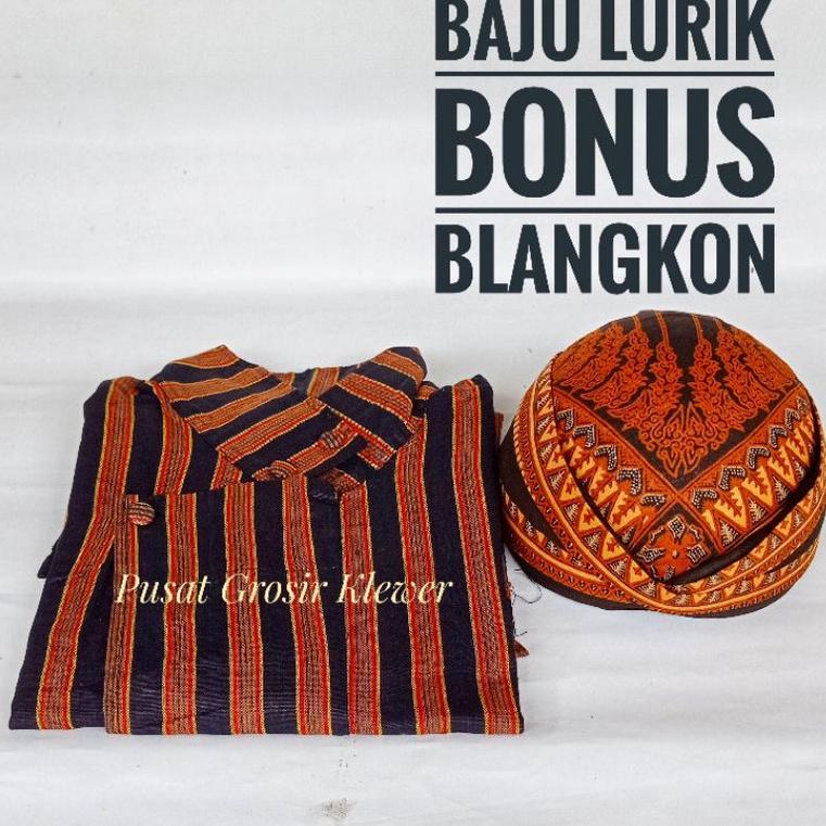 TERBARU Baju Lurik Jawa Pria | Baju Lurik Bonus Blangkon | Baju Lurik Jawa Pria | Surjan Lurik Pria 