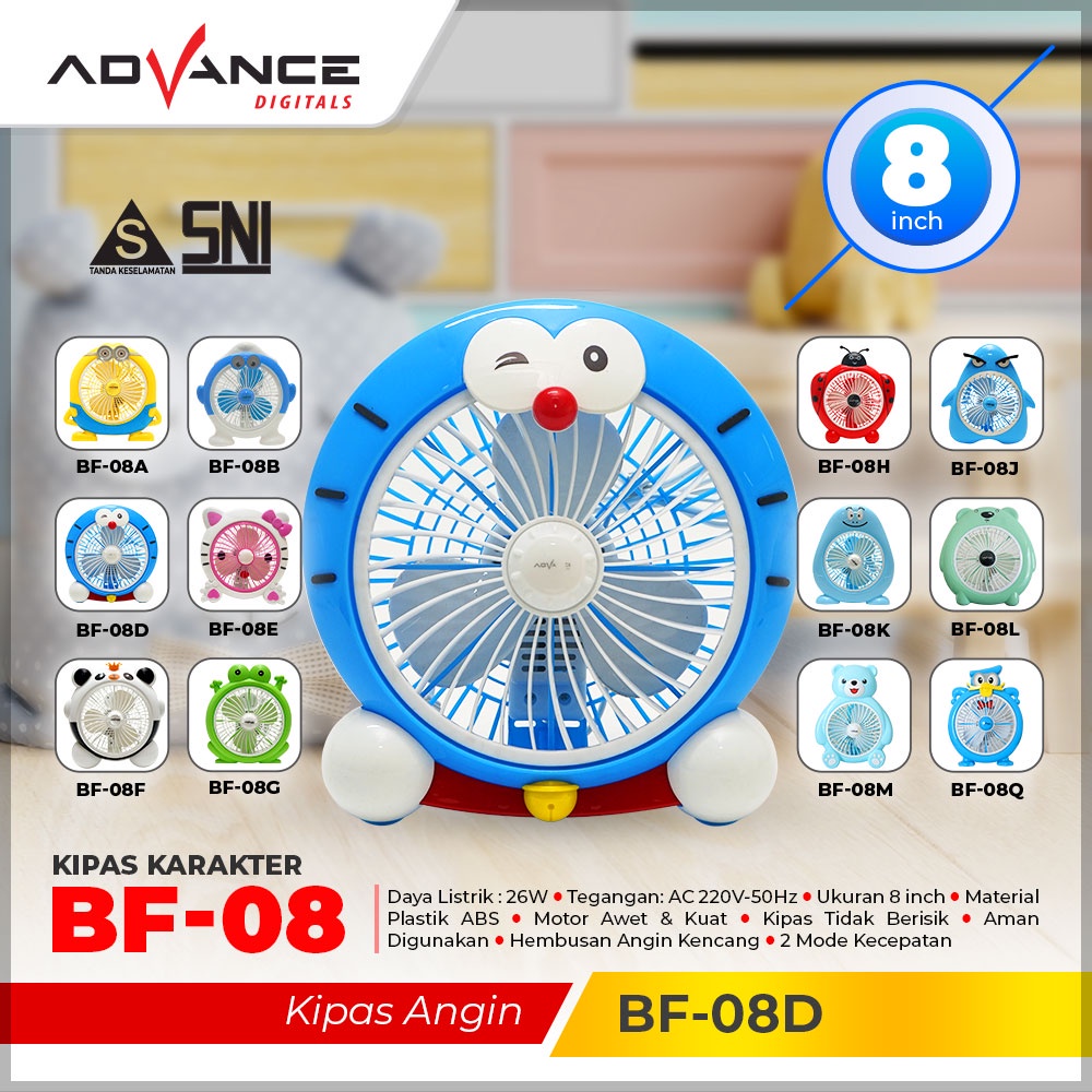 Advance Digitals Kipas Angin Karakter Digitals BF-08 |Garansi Resmi Advance| Varian Gambar