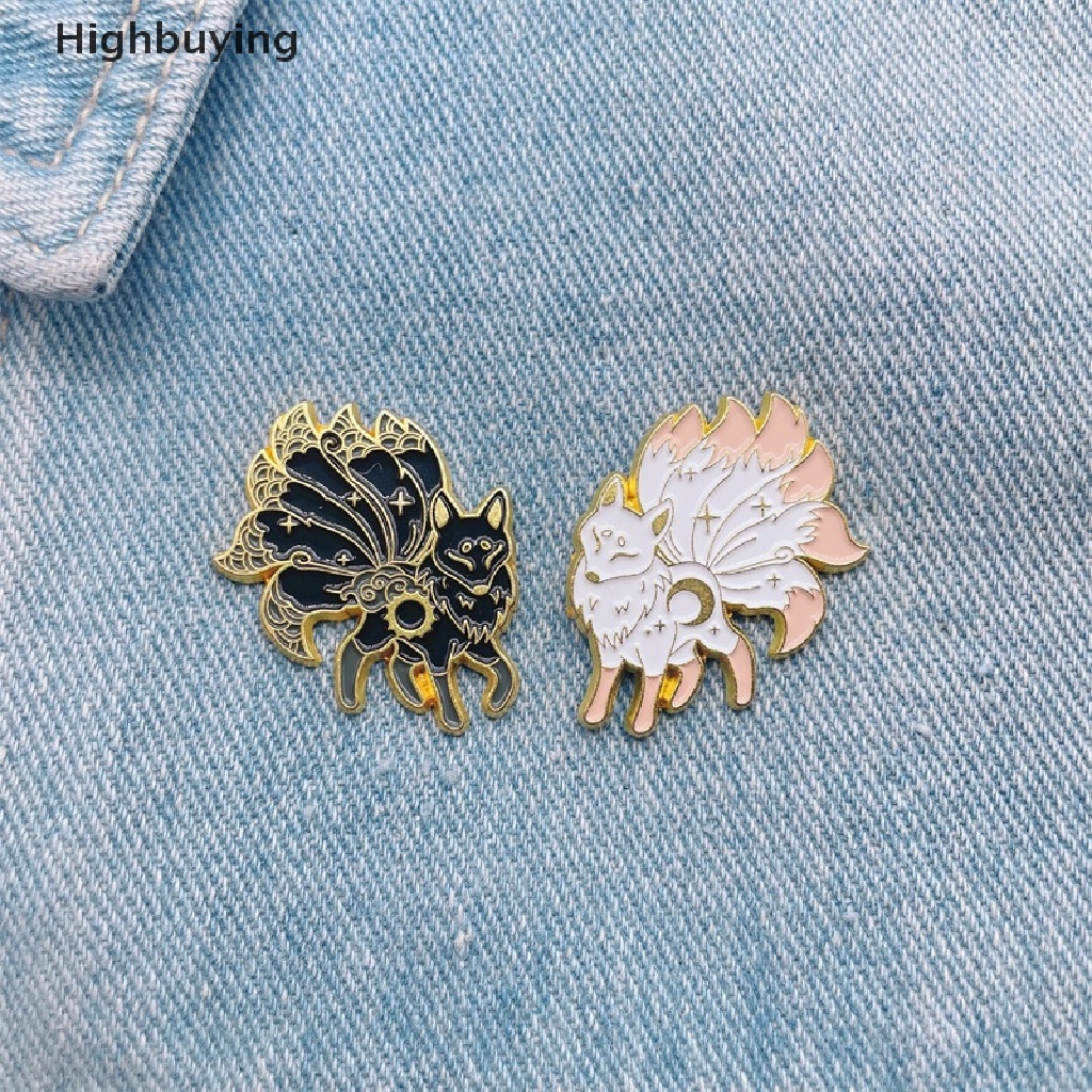 Hbid Kartun Hewan Lucu Enamel Pin Hitam Putih Fox Bros Pin Lencana Baju Tas Aksesoris Wanita Perhiasan Hadiah Glory