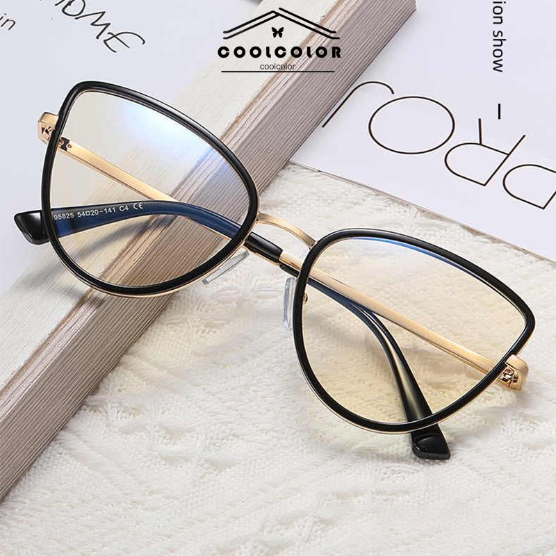 COD❤️Kacamata Optik Populer kacamata Pemblokiran Cahaya Biru kacamata Retro Fashionable Wanita- cl