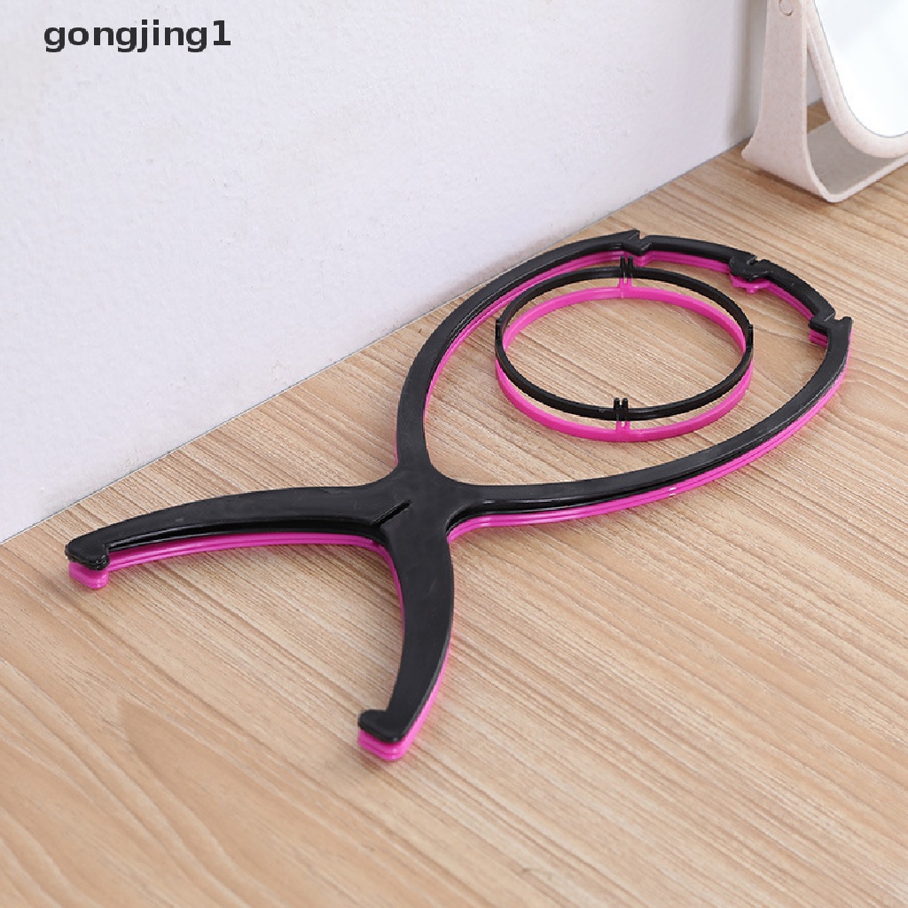 Ggg Wig Stand Plastik Warna Warni Portable Folding Wig Head Stand 16X35cm Dudukan Kepala ID