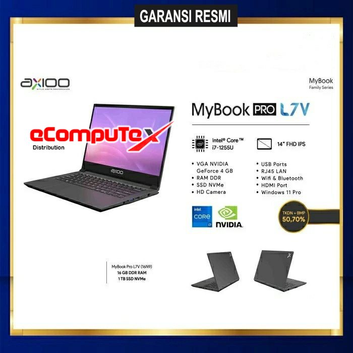 LAPTOP AXIOO MYBOOK PRO L7V (16N9) i7 16GB 1TB 14&quot;FHD IPS TKDN GARANSI RESMI