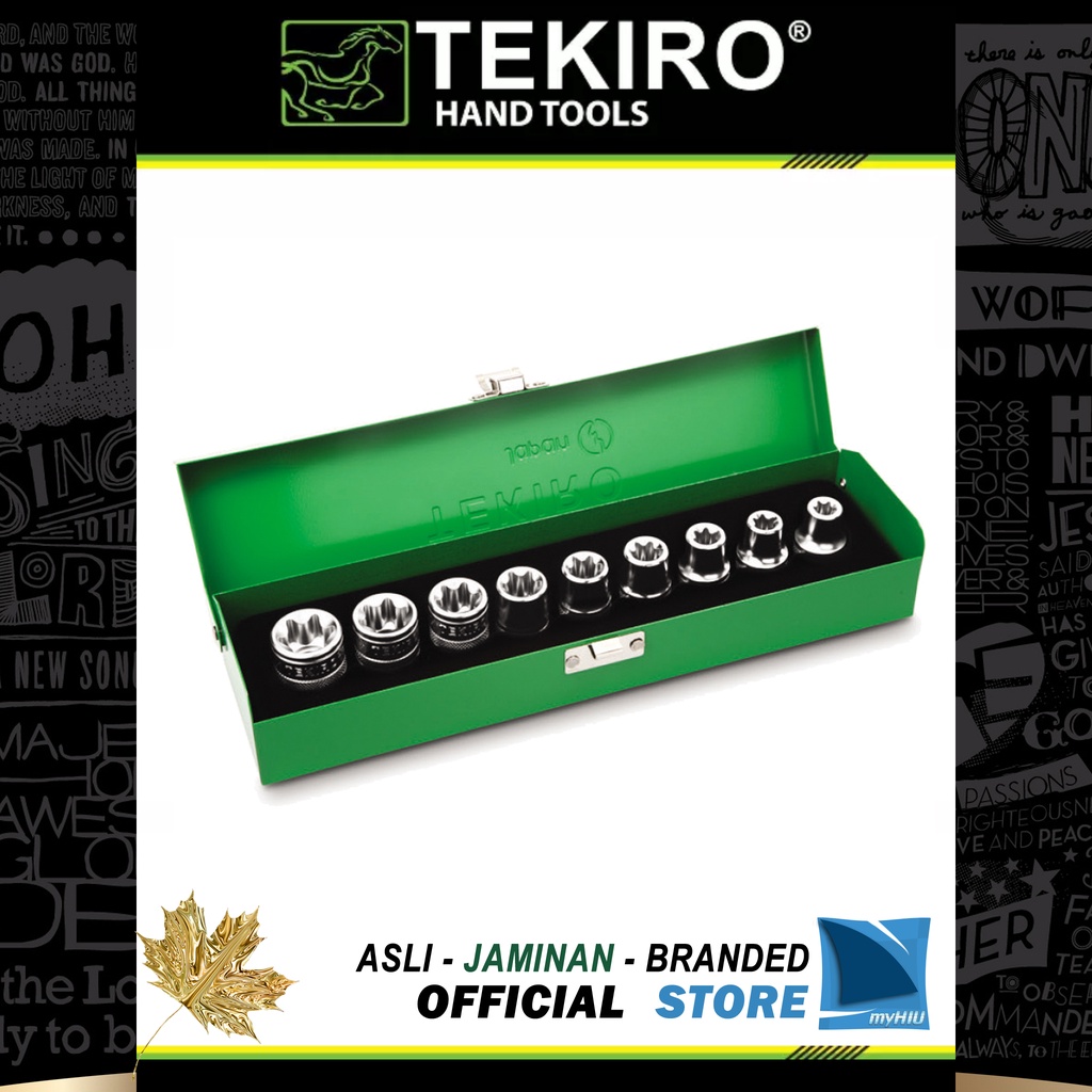 Kunci Soket Bintang Isi 9 pcs 1/2&quot; inch DR. E10 ~ E24 / Mata Star Socket Set Kotak Besi TEKIRO