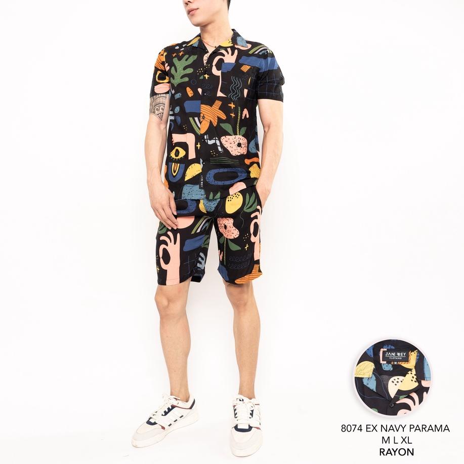 ☋ Jane Frey Clothing Setelan Piyama Pria | Freypv 8074 Reguler Fit Short Set M-XL Kemeja Set A ➾