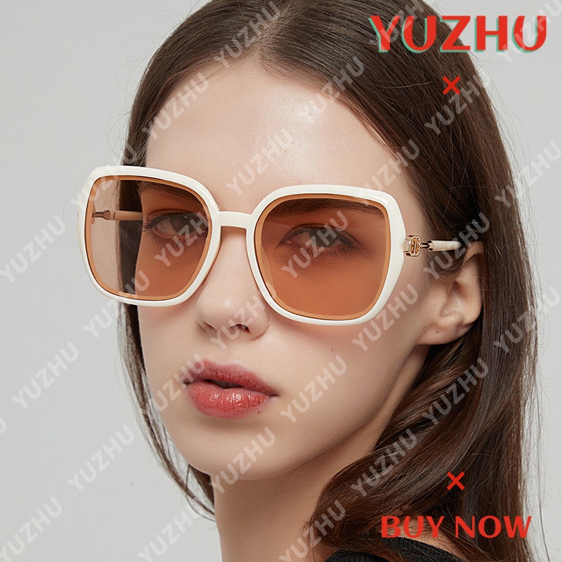 (YUZHU) Vintage Fashion Square Frame Kacamata Hitam Wanita Korea Fashion Colorful Anti-UV Kacamata Pantai