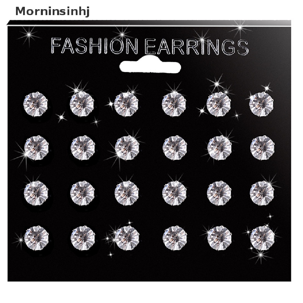 Mornin 6/12pasang Kristal Berlian Imitasi Ear Stud Earrings Anting Pernikahan Perhiasan Hadiah id