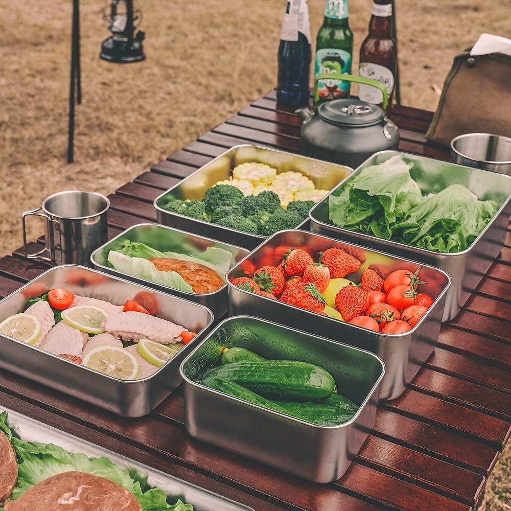 Lanfy Fresh-Keeping Box Camping Aksesoris Persegi Panjang Peralatan Makan Luar Ruangan Berkemah Kotak Penyimpanan Dingin