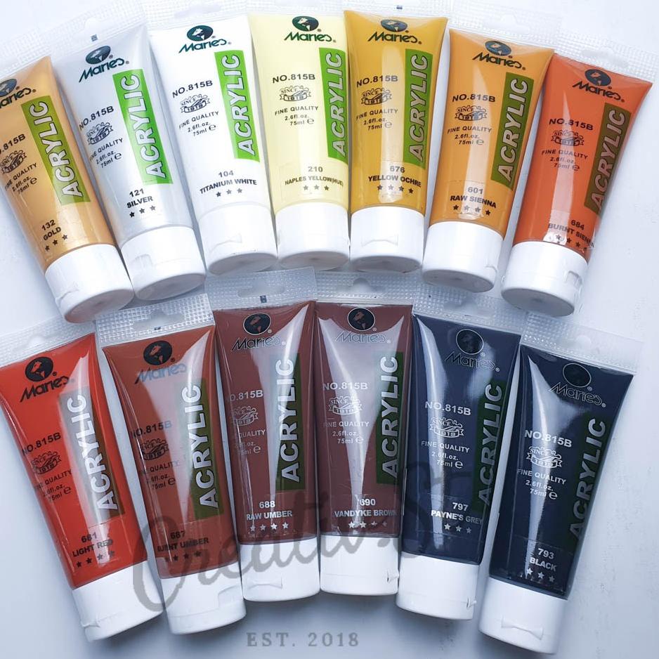 

Promo Ekonomis Acrylic MARIES 75 ml Paint Acrylic Colour Part 1 Cat Akrilik Lukis