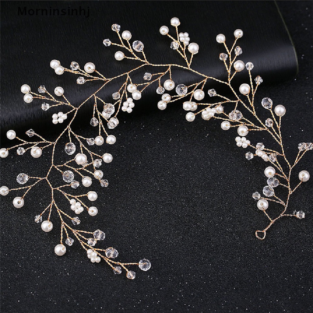 Mornin Fashion Kristal Bando tiara Pengantin Wanita Handmade Simulasi Mutiara Pengantin Pernikahan id