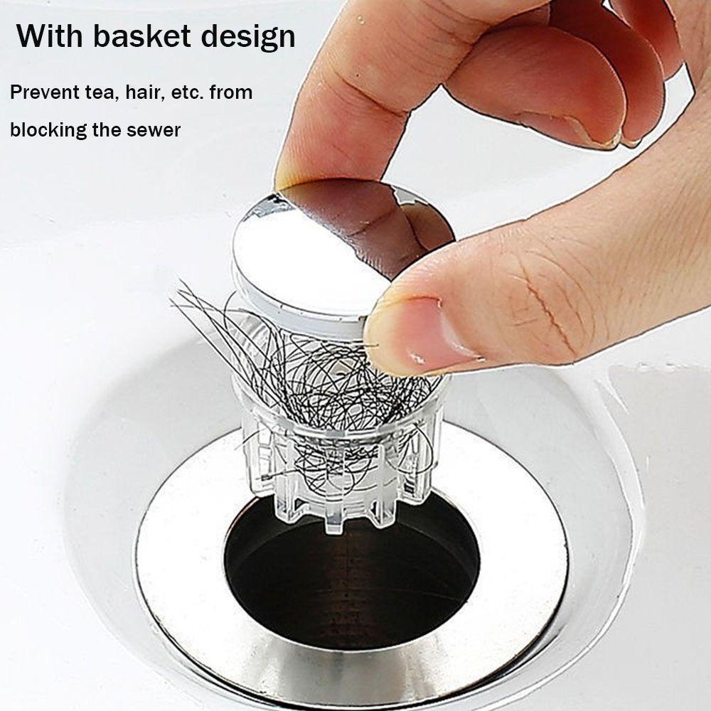 TOP Baskom Spring Core Stopper Stainless Steel Bath Stopper Shower Wastafel Saringan Cuci Baskom Plug Pop-Up Bounce Core