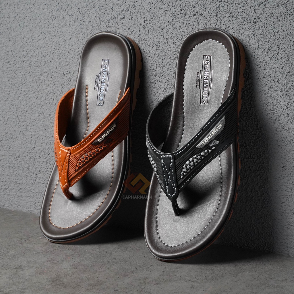 CAPHARNAUM [BNT 102] Sandal Jepit Pria Kasual Sandal Jepit Gesper Pria Sandal Kulit Gesper