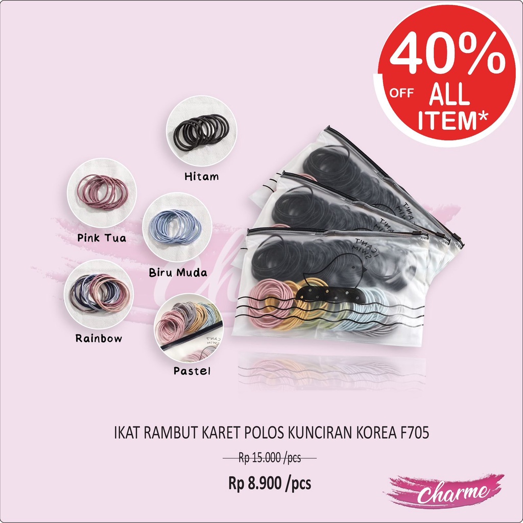 (READY &amp; ORI) Ikat Rambut Karet Polos F404 F705 Kunciran Rambut