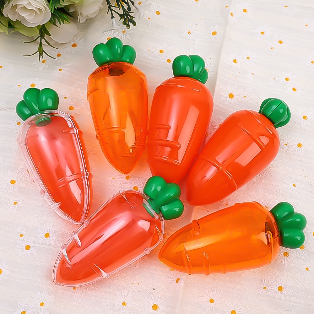 2pcs Wadah Penyimpanan Perhiasan Kecil Bening Orange Berbentuk Wortel Kotak Hadiah Anak Decor Storage Gadget Halus Disegel Pil Permen Case Untuk Pesta Ulang Tahun Paskah