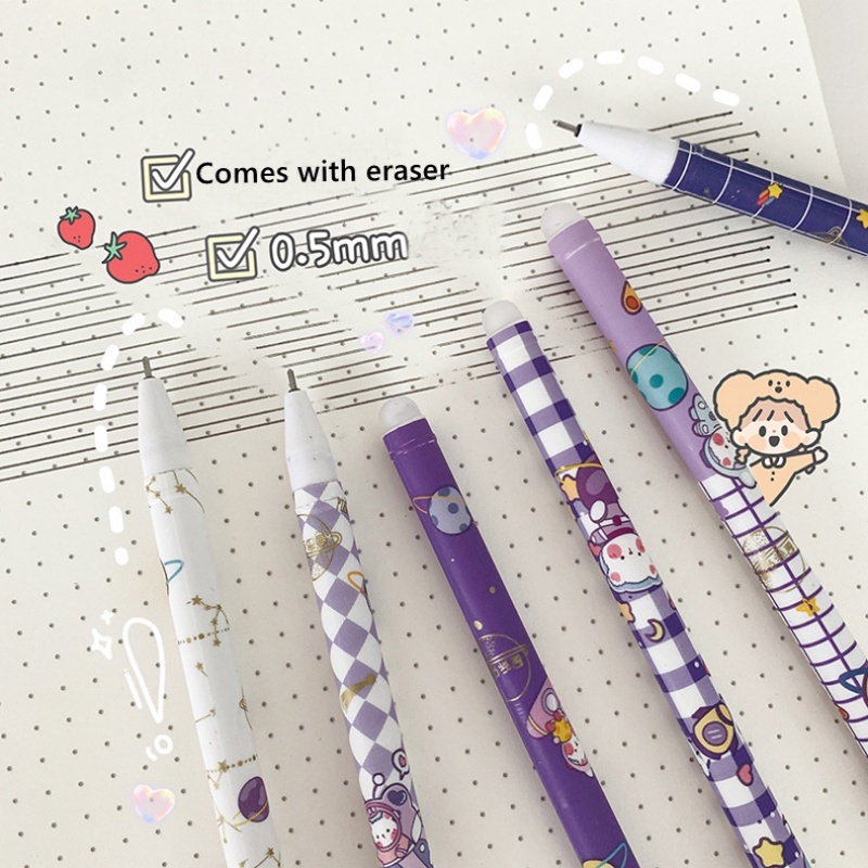 Kawaii Erasable Gel Pen/Pensil Netral 0.5mm Biru Dapat Dicuci/Kartun Animal Series Alat Tulis Stationery