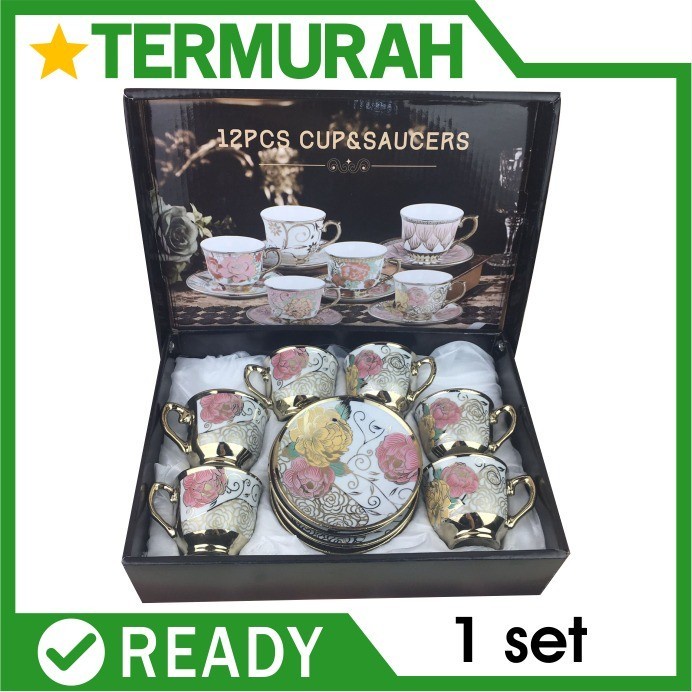 

(COD) Parcel Kado Cangkir Teh Keramik parsel set paket Gaya Eropa hadiah