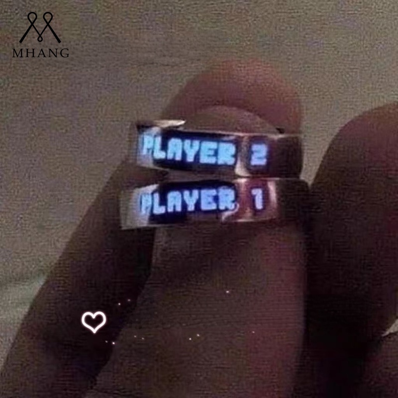 Cinta Brasil Permainan Pemain Pasangan Cincin Mode Sederhana Bercahaya Paduan Cincin Set Surat Cincin