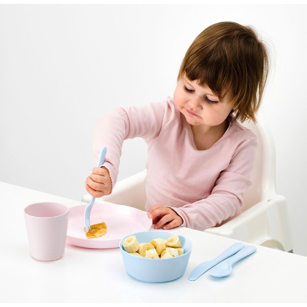 SET ALAT MAKAN PLASTIK ANAK PIRING MANGKOK GELAS SENDOK GARPU PISAU WARNA PASTEL