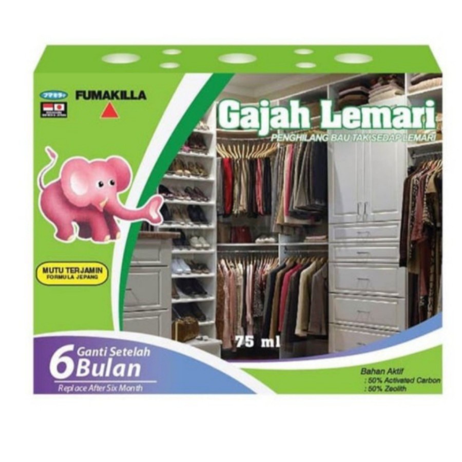 Gajah Lemari Penghilang Bau Baju 75ml Gajah penghilang bau lemari Fumakila Menetralkan Bau Lemari Baju Pakaian Menyegarkan Bau Lemari Pakaian Baju