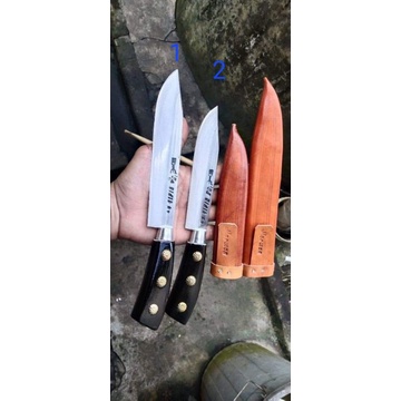 PISAU DAPUR PAKAI SARUNG KULIT SAPI 18CM DAN 15CM