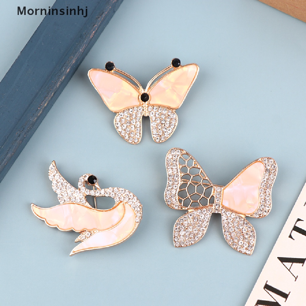 Mornin Berlian Imitasi Swan Butterfly Bros Untuk Wanita Berlian Imitasi Bros Fashion Pesta Pernikahan Perhiasan Aksesori Pin Brooch Hadiah id