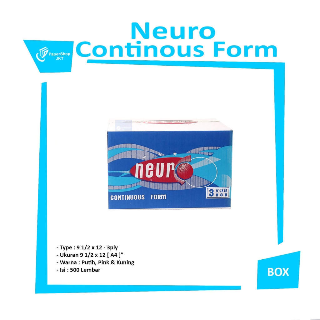 

NEURO - Continous Form 3 Ply 9 1/2 x 12 ( A4 Neuro ) NCR - 1 Box