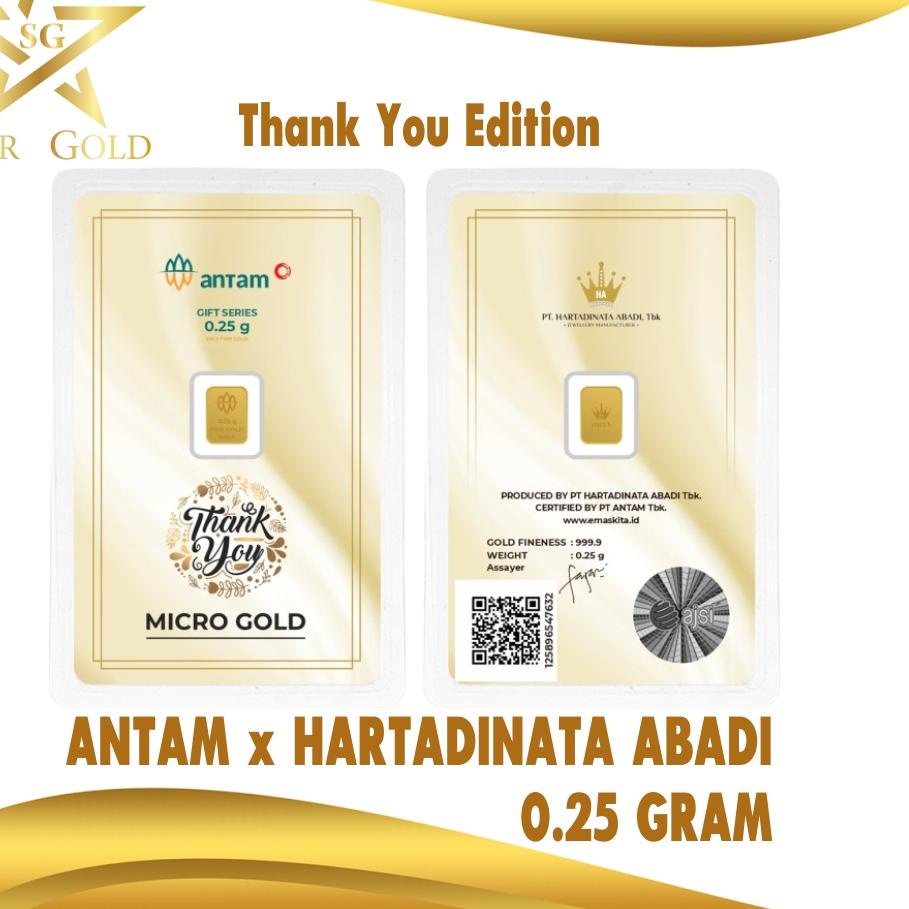 Banyak dicari Star Gold Logam Mulia Micro Gold Antam Hartadinata 0.25 Gram Thank You Series