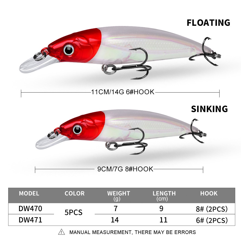 PROBEROS Umpan Pancing Lure Minnow 9cm/7g - 11cm/14g Luminous Bionic MN057